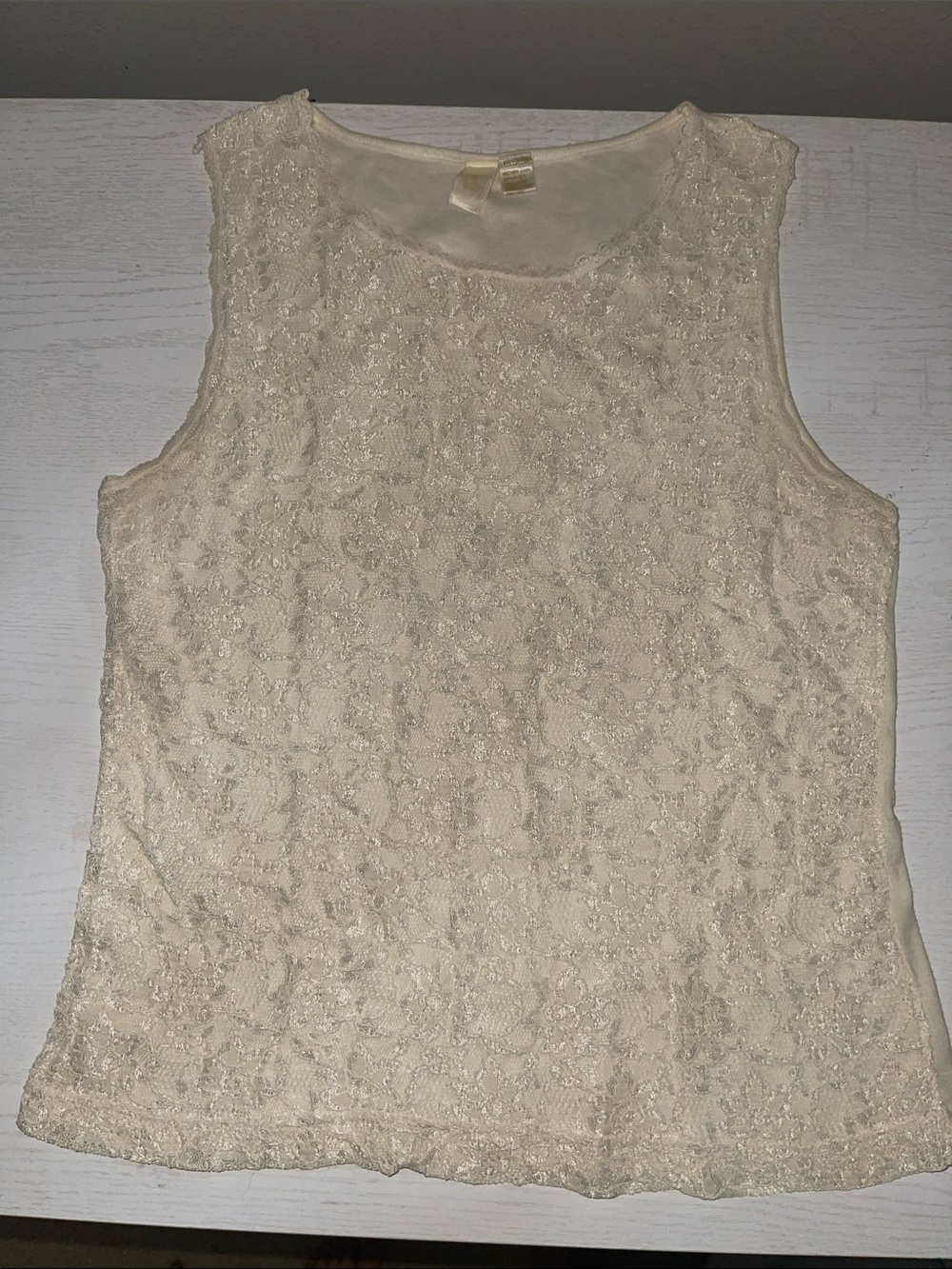Vintage Victoria Secret Sleeveless Lace Shell Top in Cream